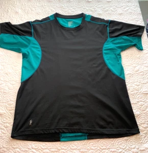 Men's Large Jockey SS Black & Teal Activewear Performance T-Shirt - Picture 1 of 9