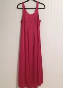 Vanity Fair Long Nightgown Size M Fuchsia Sleeveless Nylon Made In USA Vintage - Picture 1 of 10