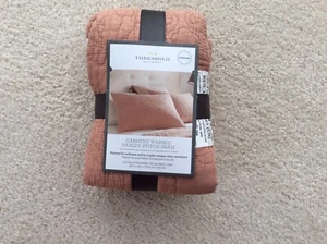 Paisley Stitch Pillow SHAMS 4 Pack LOT Garment Washed Rust Orange All Cotton NEW - Picture 1 of 5