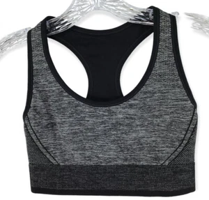 ALL IN MOTION NEW Heather Gray Sports Bra Womens Large Seamless Racer Midline - Picture 1 of 10