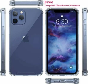 Cubierta Trasera Antigolpes TPU Cristal Transparente para iPhone con Protector de Pantalla Gratis - Imagen 1 de 7