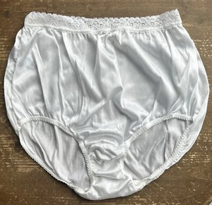 WARNERS Perfect Measure weiß glänzend Nylon Spitzenbesatz Oma Höschen Größe 8 55196 - Bild 1 von 10