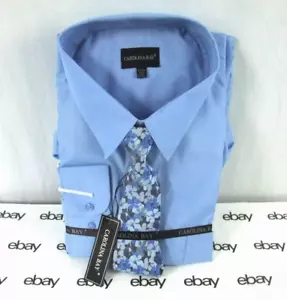 Mens Shirt Sz M 40-41 Carolina Bay Blue With Tie Button New - Picture 1 of 2