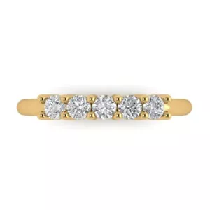 Ring Band 0,60 kt Rundschliff 5 Steine Hochzeit Jahrestag 14 kt gelb massiv Band - Bild 1 von 11