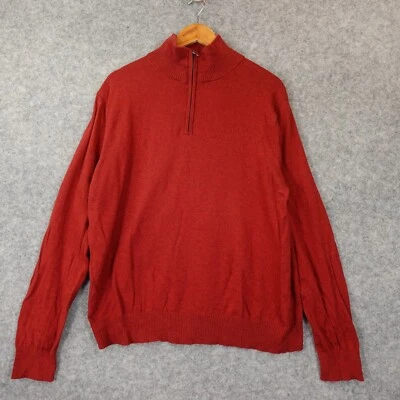 Suéter masculino J Crew gola alta L vermelho quarto de zíper desempenho malha retrô anos 90 aconchegante - Imagem 1 de 4
