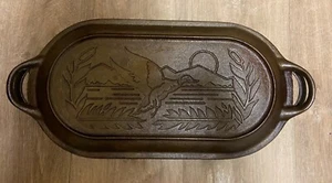 "Horno holandés ovalado Lodge 20,5"" serie vida silvestre patos freidora de pescado de colección rara" - Imagen 1 de 15