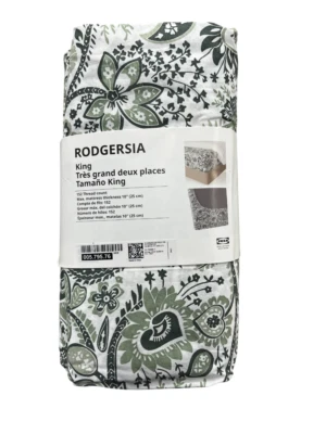 Nueva sábana ajustable IKEA RODGERSIA King verde/blanco 005.795.76 Foto 1 de 4