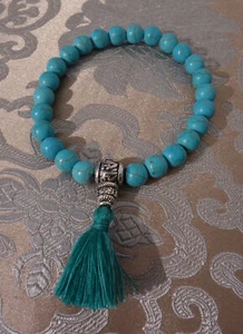 Noble mano-MALA, cadena de oración de turquesa con mantra Guru Bead de Nepal - Imagen 1 de 3