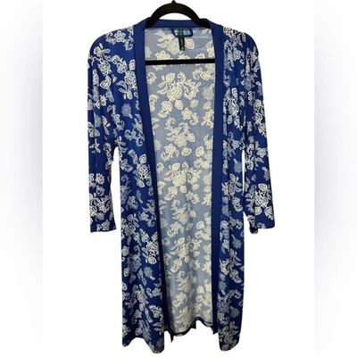 Laura Ashley Blue and White Floral Robe Sz M EUC - Image 1 of 4