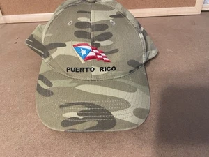 CAMO Hat/Cap w/ Puerto Rico Flag Flat Brim Hook And Loop Closure - Picture 1 of 3