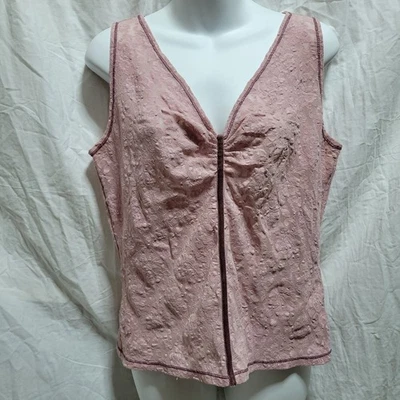 Camiseta sin mangas Hanky Panky rosa vintage de encaje romántica de nailon transparente talla grande hada Y2K Foto 1 de 4