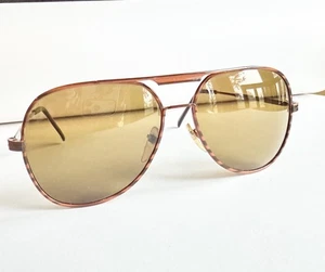 Opti-Ray Orange Brown Tiger Stripe Design Vintage Aviator Style Sunglasses - Picture 1 of 7