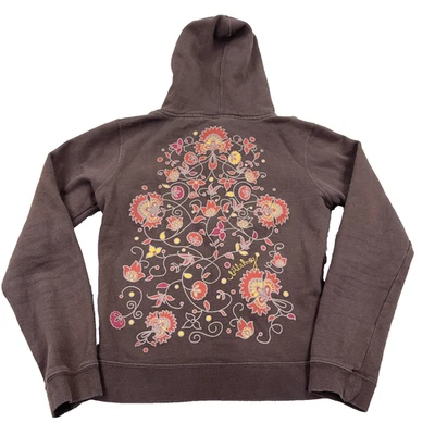 De colección Y2K Billabong Sudadera con Capucha Mujer Mediana Marrón Cremallera Completa Chaqueta Patín Surf Desvanecimiento Foto 1 de 4