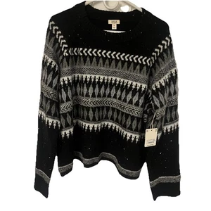 Maglione donna invernale stile nord ANA nuovo nero grigio bianco taglia XL - Foto 1 di 8