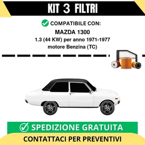 Kit 3 Filtri Tagliando per MAZDA 1300 1.3 44 kw Benzina 1971-1977 - Foto 1 di 2