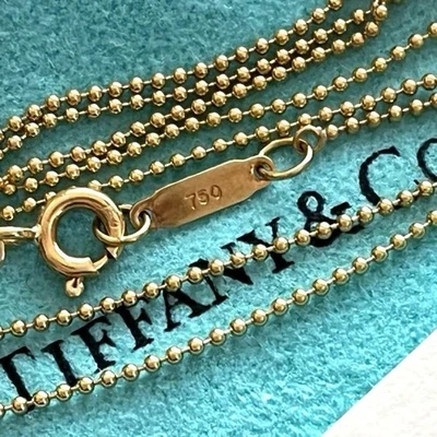 Tiffany & Co. 750 Yellow Gold Necklace Bead Chain Used Elegant Jewelry - Image 1 of 3