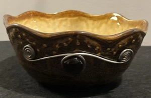 Brown Elite Couture Bowl With Metal & Crystal Embellishments - Dishwasher Safe - Picture 1 of 17
