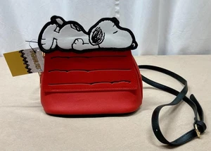 Peanuts Snoopy Umhängetasche Damen rot schwarz Hundehütte Handtasche Schulter Reißverschluss Neu mit Etikett - Bild 1 von 11