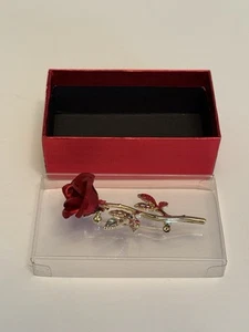 Vintage Gold Tone Open Rose Brooch Pin - Picture 1 of 4