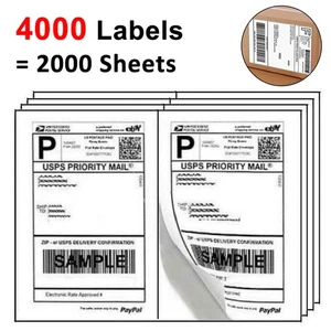 4000 8.5"x5.5" Premium Shipping Labels Half Sheet Self Adhesive for Laser Inkjet - Picture 1 of 7