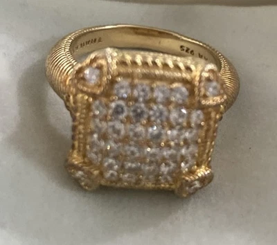 Judith Ripka Sterling 925 Silver Gold Tone CZ Heart Accent Ring Size 7 - Image 1 of 4