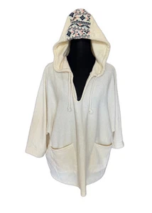 Roxy Ivory Hoodie Sz M Embroidered Beach Cover Up Laganlook Soft Comfy - Picture 1 of 8