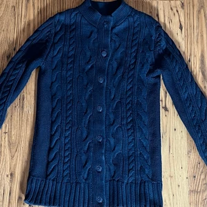 L.L Bean Woman’s Blue Cable Knit Button Front Long Sleeve Nautical Sweater S - Picture 1 of 8