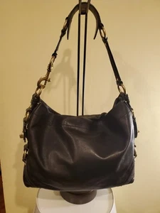 COACH Carly Black Leather Large Hobo Shoulder Handbag 11636 - Picture 1 of 17