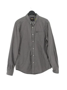 Superdry Men's Shirt L Grey Checkered 100% Cotton Basic - Picture 1 of 7