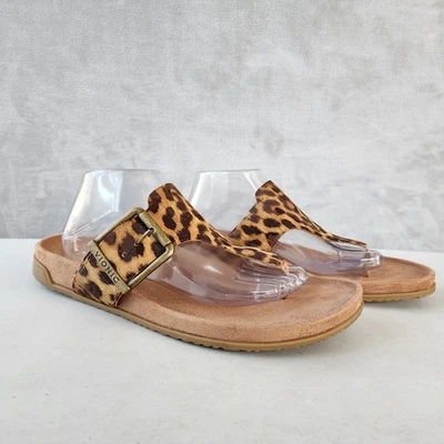 Vionic Sandals Womens 12 Wide Leather Leopard Cheetah Comfort Emma Toe Post  12W - Image 1 of 4