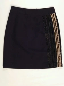Gap Womens SOLID Black PENCIL Skirt SZ 6 w/ Gold Accent 21' long 28' waist KNEE - Picture 1 of 4