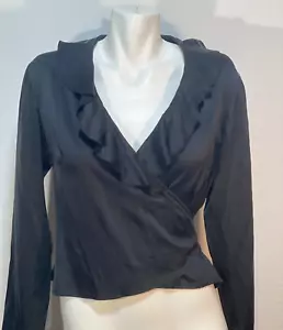Kenzie Damen schwarz Top Shirt Seide Wickelbluse 6 Small - Bild 1 von 6