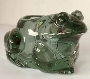 Frog Thick Indiana Green Glass Votive/Tea Candle Holder Heavy Paperweight - Picture 1 of 9