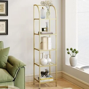 Bookcase Bookshelf, Tempered Glass Arched Bookshelf for More Storage - Picture 1 of 2