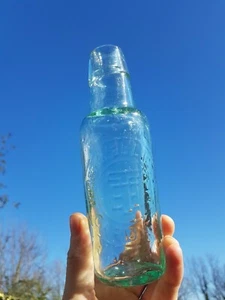 ANTIQUE VICTORIAN THOMAS ELLIOTT CARDIFF BULLET STOPPER MINERAL WATER BOTTLE - Picture 1 of 4