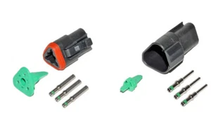 Deutsch DT 3 Pin schwarz Steckverbinder Kit 14 GA Vollkontakte - Bild 1 von 8