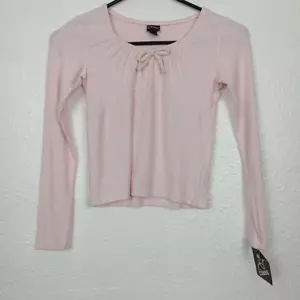 Art Class Top Girl's M (8) Light Pink Ribbed Long Sleeve Blouse Bow Tee NWT - Picture 1 of 9