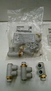 8 SMC KQ2VD10-03AS Doppel Universal Stecker Winkel Push-Lock Verschraubung 10 mm x 3/8 BSPT - Bild 1 von 3