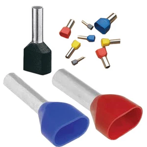 All Sizes Twin Cord End Terminals Double Entry Bootlace Ferrules Crimp Car Van - Picture 1 of 10