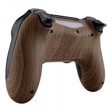 Wood Grain Soft Touch Back Housing Case Shell for PS4 Slim Pro Game Controller