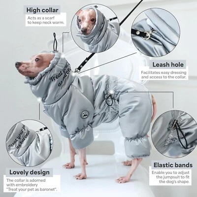 Pet Baronet 狗防水夹克宠物羽绒外套冬季加厚连身裤 XXL 码 — 第 1/4 张图片