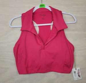 Jessica Simpson Active Women's SZ L Crop Top Polo Shirt Racerback Padded New - Picture 1 of 10