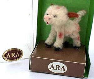 Ara Austria Cow Wool Chenille Stem Toy 1in Dollhouse Pet 1970s Boxed Vintage - Picture 1 of 11
