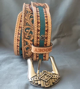 Hooey Mens 1-5/8" Wide Multicolored Tapered Leather Belt Size 34 "War Paint" - Picture 1 of 24