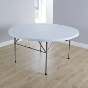 5ft Folding Trestle Table Round Heavy Duty Party Picnic Garden Indoor Outdoor - Picture 1 of 7