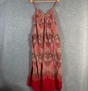 Gap Dress Womens 14 Red Brown Black Maxi Geometric Boho Festival Flowy Ladies - Picture 1 of 12