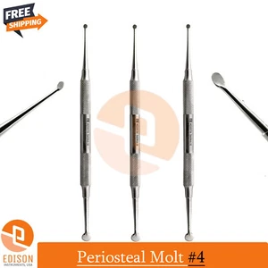 Dental Molt #4 Elevator Set Of 3 Periosteal Surgical Bone Curette Double Ended - Picture 1 of 2
