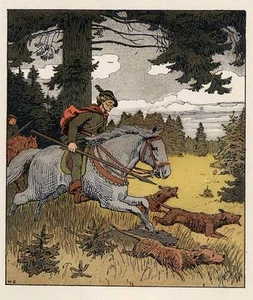 CAZA DE JABALÍES con LANZA - Hans SCHRÖDTER - Estirado de zinc del ESTILO JUVENIL alrededor de 1910 - Imagen 1 de 1