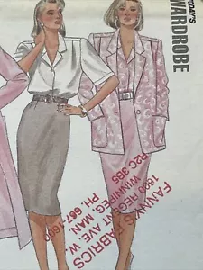 UNCUT Vintage 1987 Butterick 4635 Gr. 8 10 12 Trenchcoat Anzug Jacke Rock Hose - Bild 1 von 12