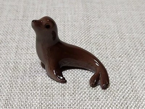 VINTAGE HAGEN RENAKER MINATURE CERAMIC BROWN SEAL ANIMAL FIGURE - Picture 1 of 6